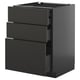 Modern dark gray kitchen drawer unit, with three large sleek drawers.