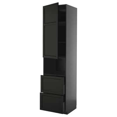 METOD black stained kitchen unit with drawers & shelves, modern design.