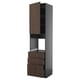 METOD kitchen unit: tall dark oak cabinet with 3 drawers and open shelf, sleek modern design.