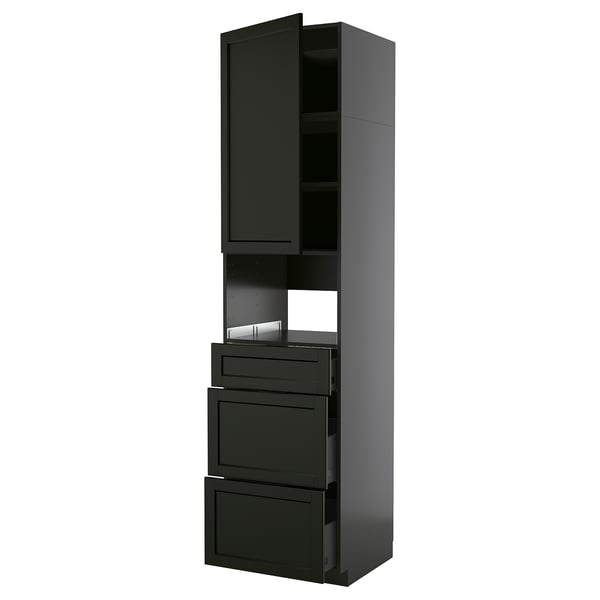 METOD / KNIVSHULT High cabinet f built-in appliances, black-grey/Lerhyttan black stained, 60x60x240 cm