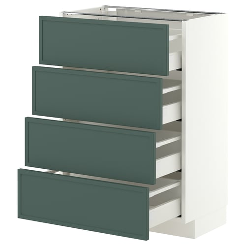 METOD / MAXIMERA Base cab 4 frnts/4 drawers, white/Aspudden dark grey-green, 60x37 cm