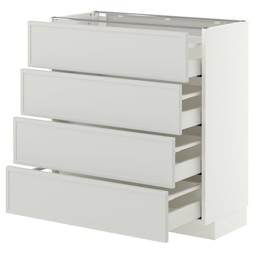 METOD / MAXIMERA Base cab 4 frnts/4 drawers, white/Aspudden light grey, 80x37 cm