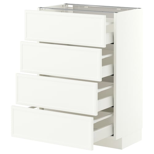 METOD / MAXIMERA Base cab 4 frnts/4 drawers, white/Aspudden matt white, 60x37 cm