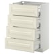 METOD kitchen unit with 4 off-white beveled drawers, white, modern