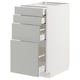 METOD kitchen unit. White and grey. 4 drawers. Modern, clean design. Metal and wood.