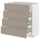 Modern kitchen unit: METOD with beige-tan drawers, sleek design, three drawers, and handle-less fronts.
