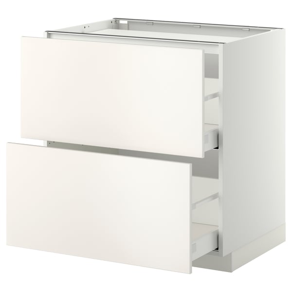 METOD kitchen unit; white, rectangular, smooth; two drawers, minimalist design.