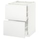 White METOD kitchen cabinet with drawers. Modern, minimalist design; smooth, self-closing drawers.