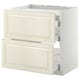 METOD kitchen cabinet with off-white bevelled drawers.