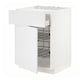 White METOD kitchen cabinet with pull-out wire basket drawers, modern design.