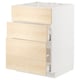 METOD kitchen unit: white, oak effect drawers, 3 drawer pulls.