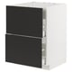 Modern kitchen unit in black and white. Two medium drawers, sleek design.