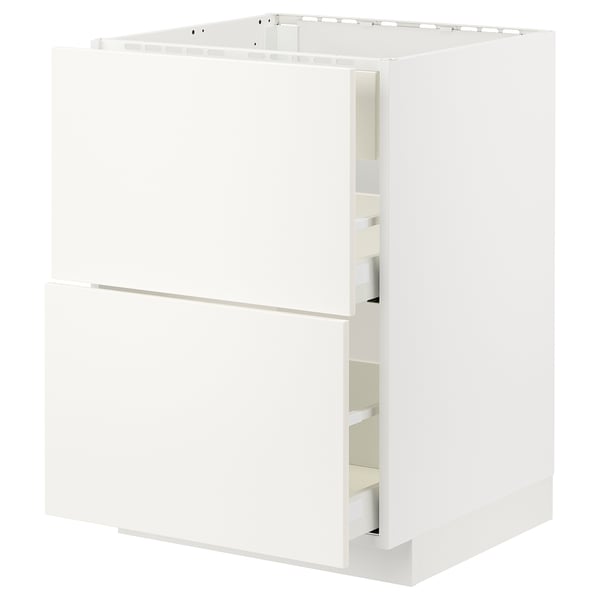 White modern kitchen cabinet, METOD series, with sleek design and smooth drawers.