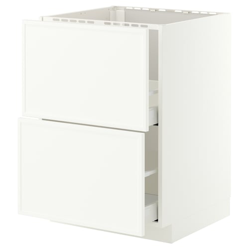 METOD / MAXIMERA Base cab f sink+2 fronts/2 drawers, white/Aspudden matt white, 60x60 cm