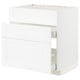 White METOD kitchen cabinet with drawer, sleek, modern, wood & plastic.