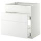 White METOD kitchen unit with smooth drawers, glossy finish.