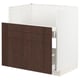 Modern kitchen unit: white & dark brown wood, 3 drawers, slim design.