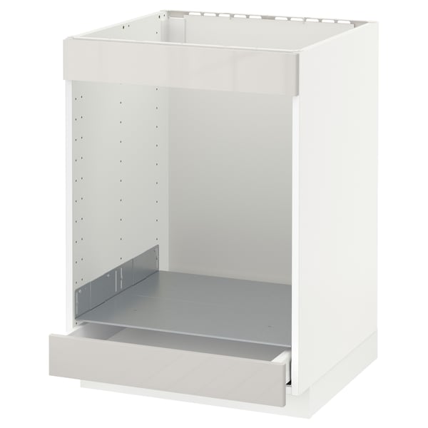 This image shows a white METOD kitchen cabinet frame with a single drawer.