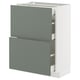 METOD kitchen unit, grey-green, square, modern, two drawers.