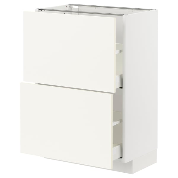 White METOD kitchen cabinet with 2 drawers & 1 door, sleek design, durable materials.