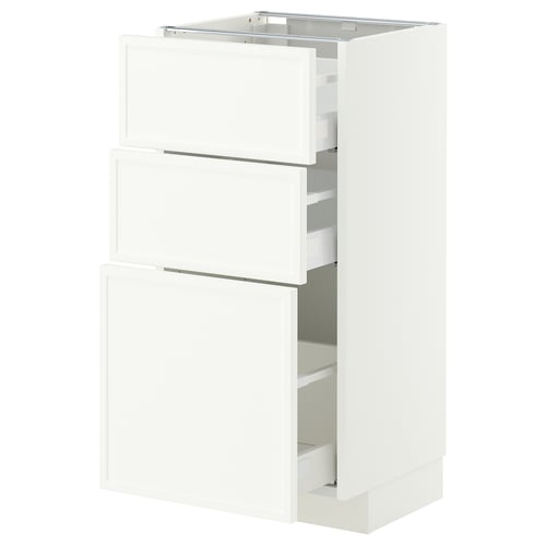 METOD / MAXIMERA Base cabinet with 3 drawers, white/Aspudden matt white, 40x37 cm
