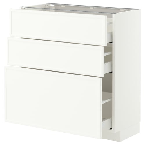METOD / MAXIMERA Base cabinet with 3 drawers, white/Aspudden matt white, 80x37 cm