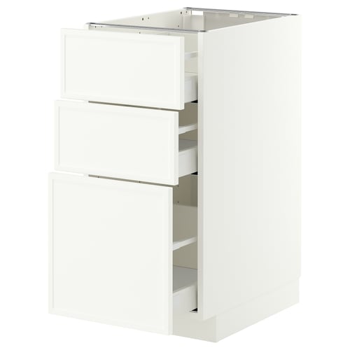 METOD / MAXIMERA Base cabinet with 3 drawers, white/Aspudden matt white, 40x60 cm