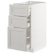 METOD kitchen cabinet, light grey with bevelled edges, three drawers, self-closing.