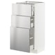 A METOD kitchen unit in white with stainless steel drawers. It has a sleek, modern design with three large drawers.