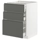 Modern kitchen unit, white and grey, three drawers, sleek design, high-quality material.