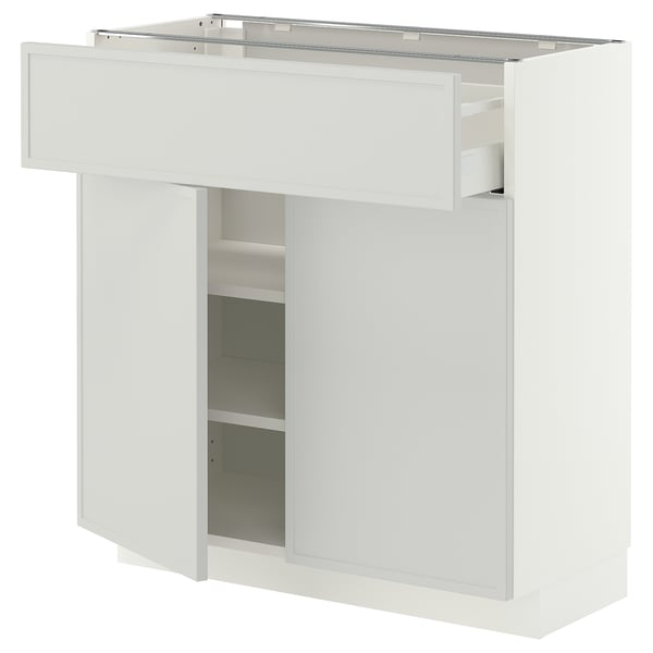 METOD / MAXIMERA Base cabinet with drawer/2 doors, white/Aspudden light grey, 80x37 cm