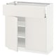 White METOD kitchen cabinet, glossy finish, square shape, with adjustable shelves and smooth-running drawer.