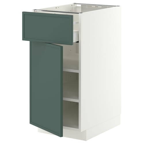 METOD / MAXIMERA Base cabinet with drawer/door, white/Aspudden dark grey-green, 40x60 cm