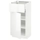 METOD white gloss kitchen cabinet with drawer and shelves.