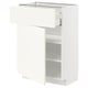 METOD white kitchen cabinet, rectangular, modern design, open door revealing adjustable shelves.