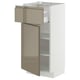 Modern kitchen cabinet, white, with gold-tone drawer, sleek design.