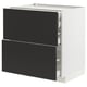 METOD kitchen unit, matt black, square design, two drawers.