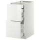 METOD white kitchen unit with drawers; glossy, rectangular design.