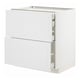 A white METOD kitchen cabinet with two large drawers and adjustable shelves inside. It has a clean, modern design.
