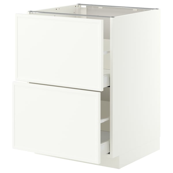 METOD / MAXIMERA Base cb 2 fronts/2 high drawers, white/Aspudden matt white, 60x60 cm