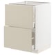 METOD kitchen cabinet in beige with two drawers, smooth and modern design.