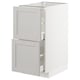 White METOD kitchen cabinet with two drawers and bevelled edges.
