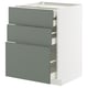 Modern grey-green kitchen unit with three drawers, sleek design & durable construction.