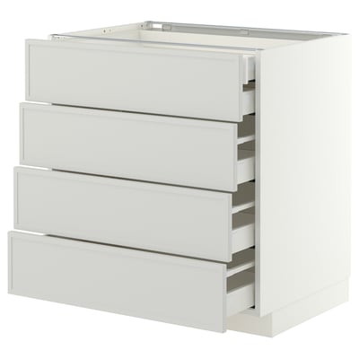 METOD / MAXIMERA Base cb 4 frnts/2 low/3 md drwrs, white/Aspudden light grey, 80x60 cm