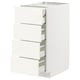 White METOD kitchen cabinet with four pull-out drawers, sleek modern design.