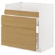 Modern kitchen unit, METOD, white, oak panels, minimalist, square, three drawers.