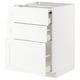 METOD white kitchen cabinet with three drawers.