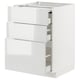 METOD kitchen cabinet, white. Modern, glossy, rectangular, with three drawers.