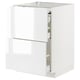 White modern kitchen unit, glossy finish, high-tech drawers, sleek design.