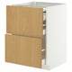 A white METOD storage unit with wooden drawers. It two large drawers and one smaller drawer, ideal for kitchen storage.